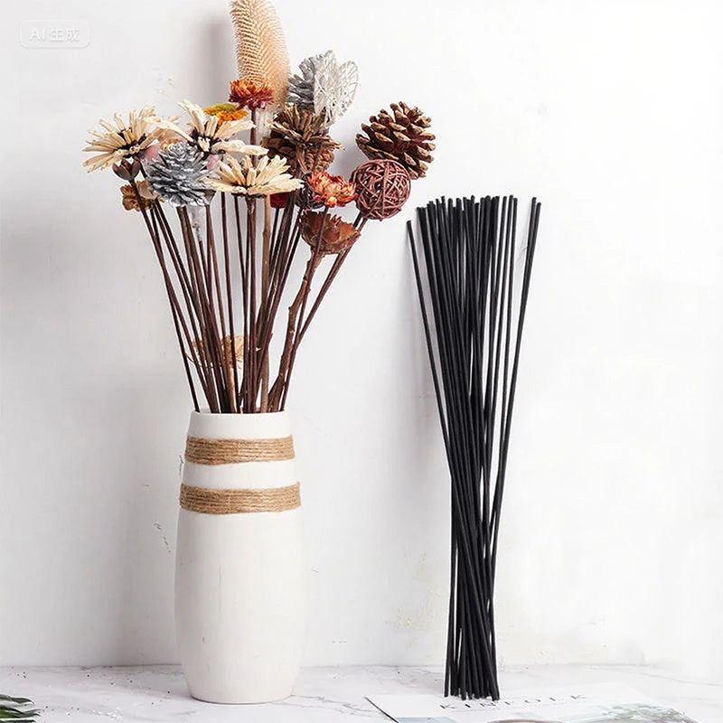 50pcs L50/60/70cm Black Fiber Rattan Sticks for Reed Diffuser Aroma Essential Oil Air Freshener Decorative Home Fragrance Sticks