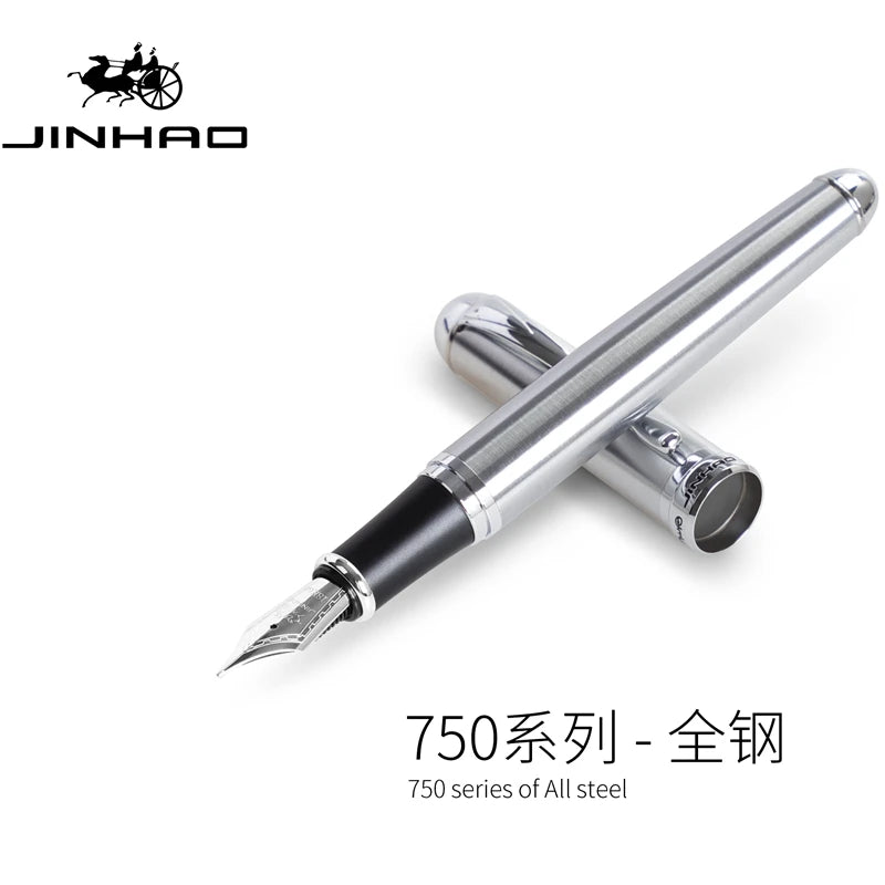 Jinhao X750 High End Metal Fountain Pen,18K Gold Planted Nib 0.5mm school pen for Business Signature Supplies Office Stationery