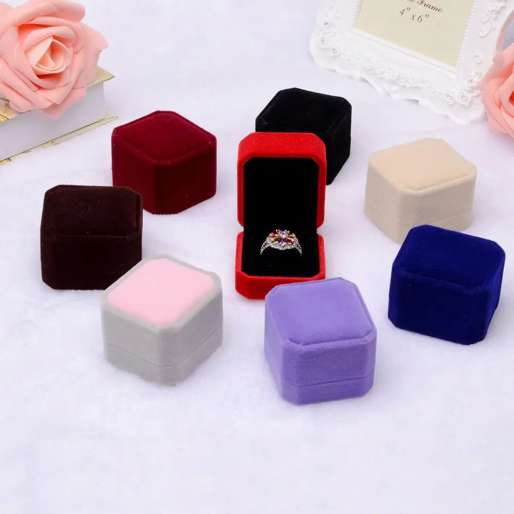 Velvet Jewelry Box Octagonal Earring Ring Box Wedding Ring Box Jewelry Display Case Organizer Storage Gift Packaging Box