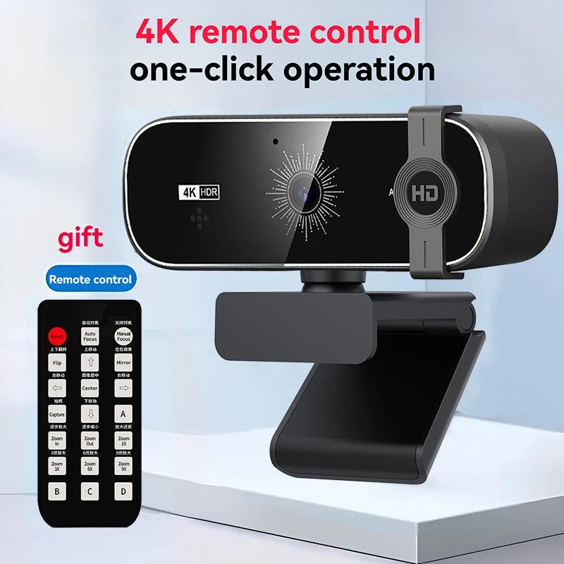 Webcam 4K con autofocus, copertura privacy e telecomando – Plug & Play