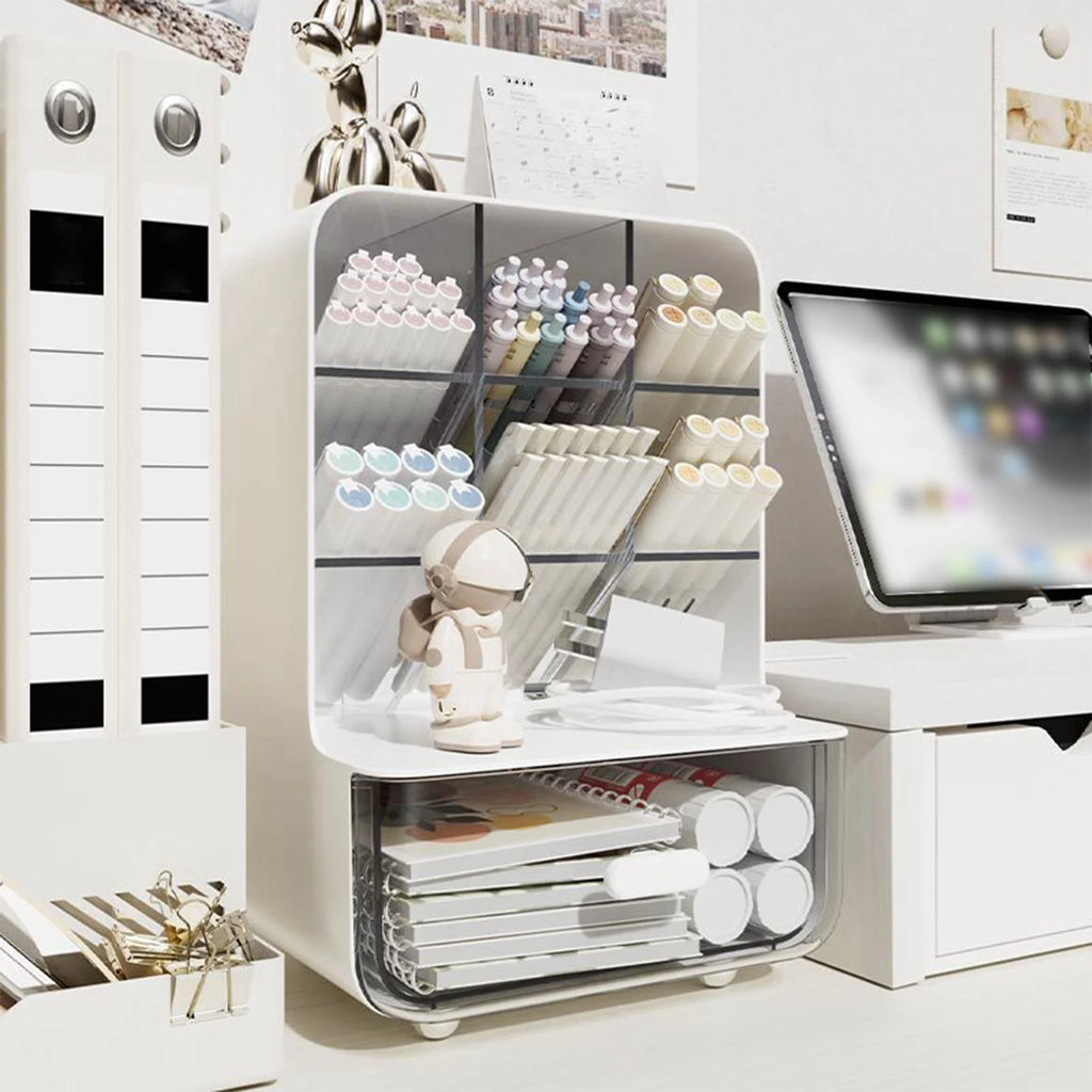 Clear Desk Organizer Pen Holder Multi-layer Pencil Storage Box Office Stationery Supplies Organizer Home School Desk Accessories