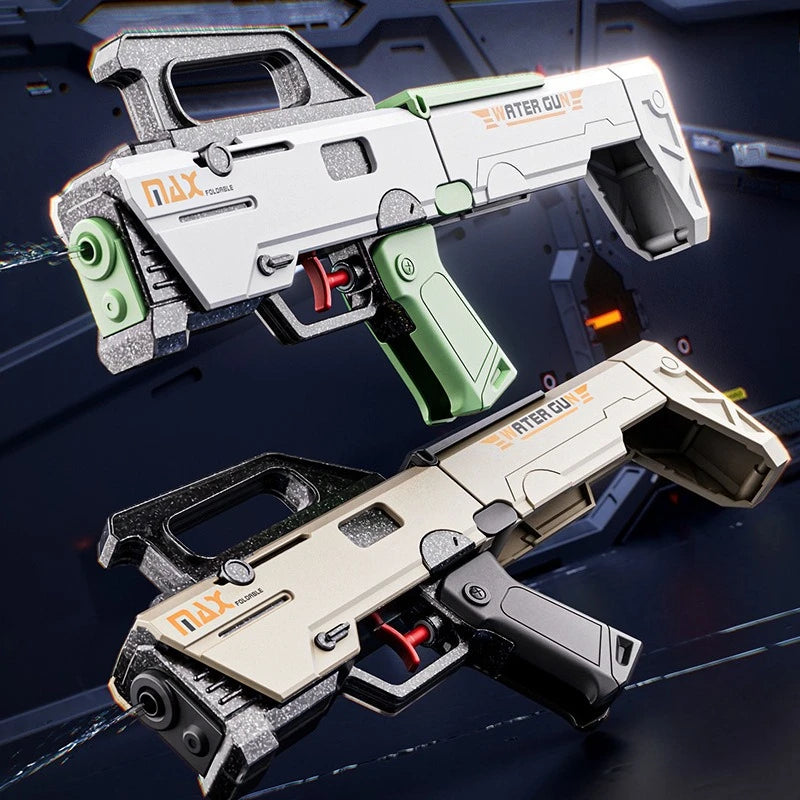 Folding Submachine Water Gun Manual Continuous-Fire Water Toy FMG9 Toy Gun Large Capacity Summer Beach Pool Outdoor Toy