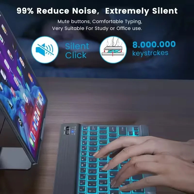 Tastiera Bluetooth retroilluminata con mouse – Compatibile iOS, Android, Windows