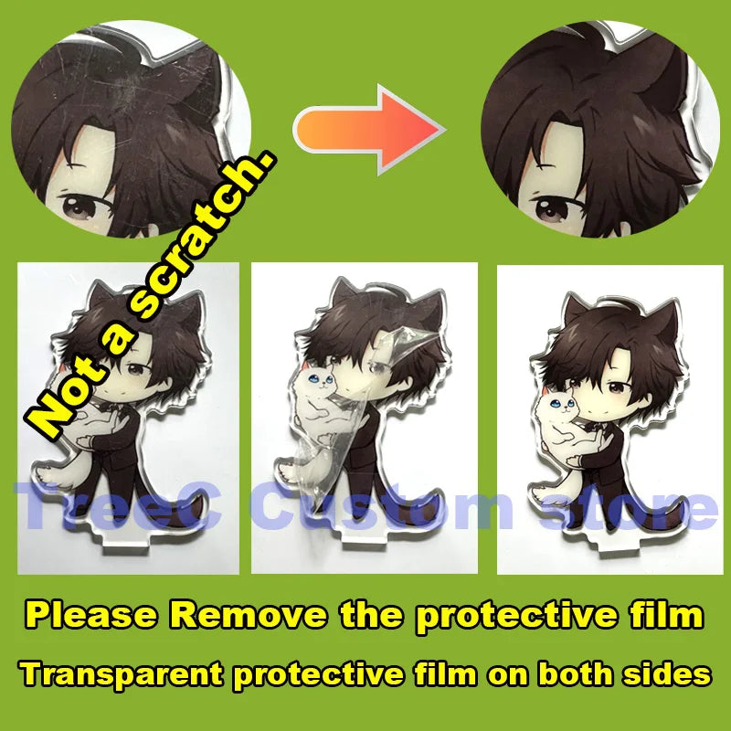 Custom Standee Anime Figure Clear Acrylic Cute Cartoon Model Plate Desk Decor Photo Standing Sign Keychain Stand For Fans Gifts