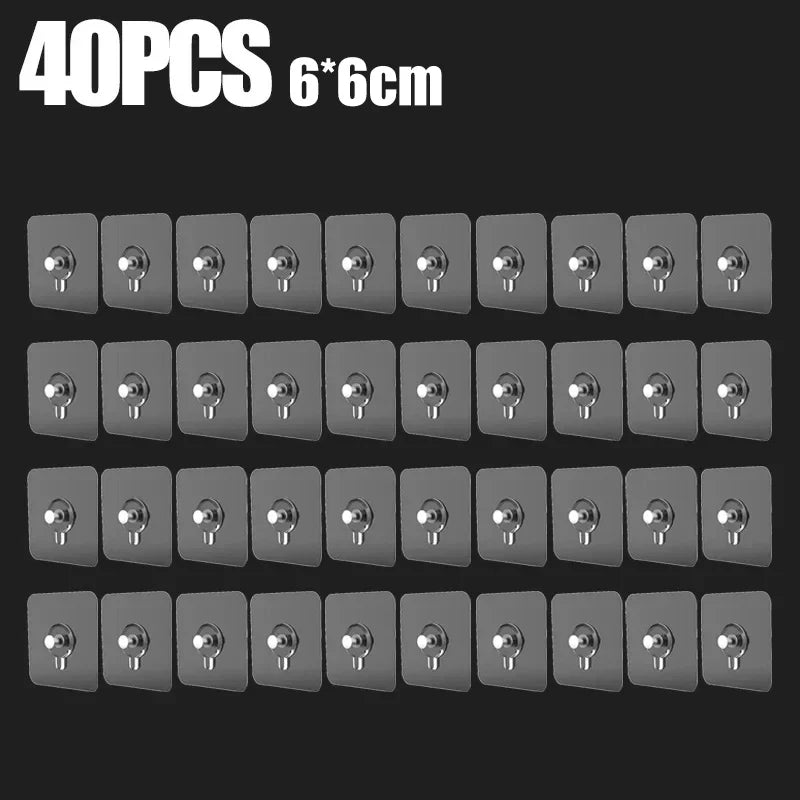 Ganci adesivi trasparenti per parete, supportano 3 kg, 6 cm, confezione 10‑60 pz