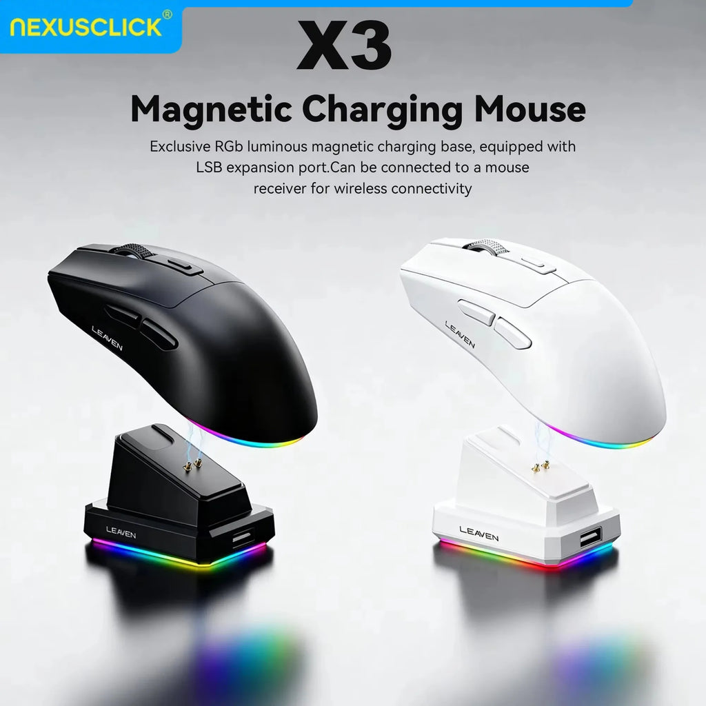 Mouse Gaming Wireless Dual Mode con Dock di Ricarica Magnetico RGB - 2000 DPI