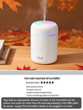 Diffusore Aromaterapico 300ml USB Luce a 7 Colori, Umidificatore per Casa e Auto