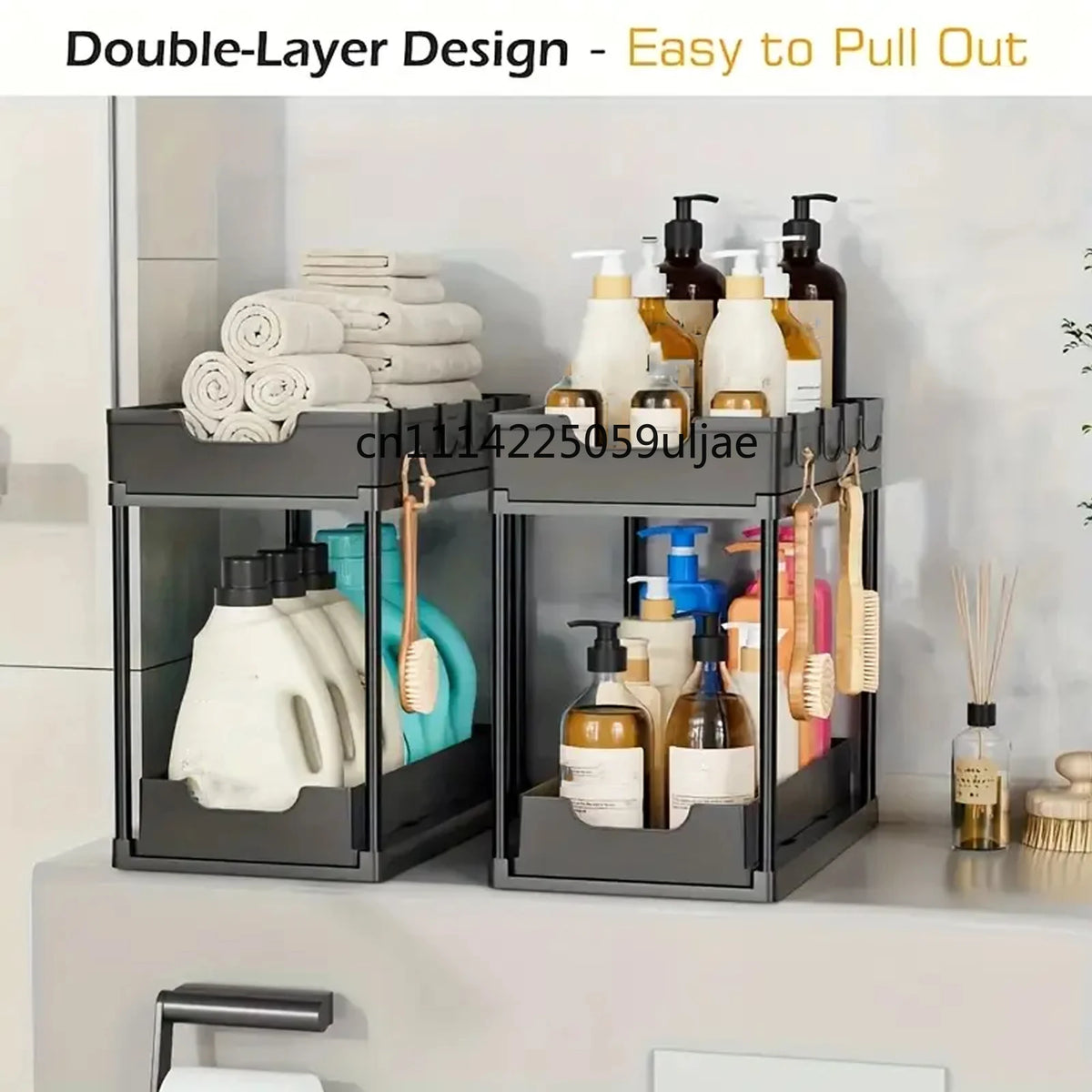 Scaffale estraibile a doppio strato per cucina – organizer multiuso per lavello