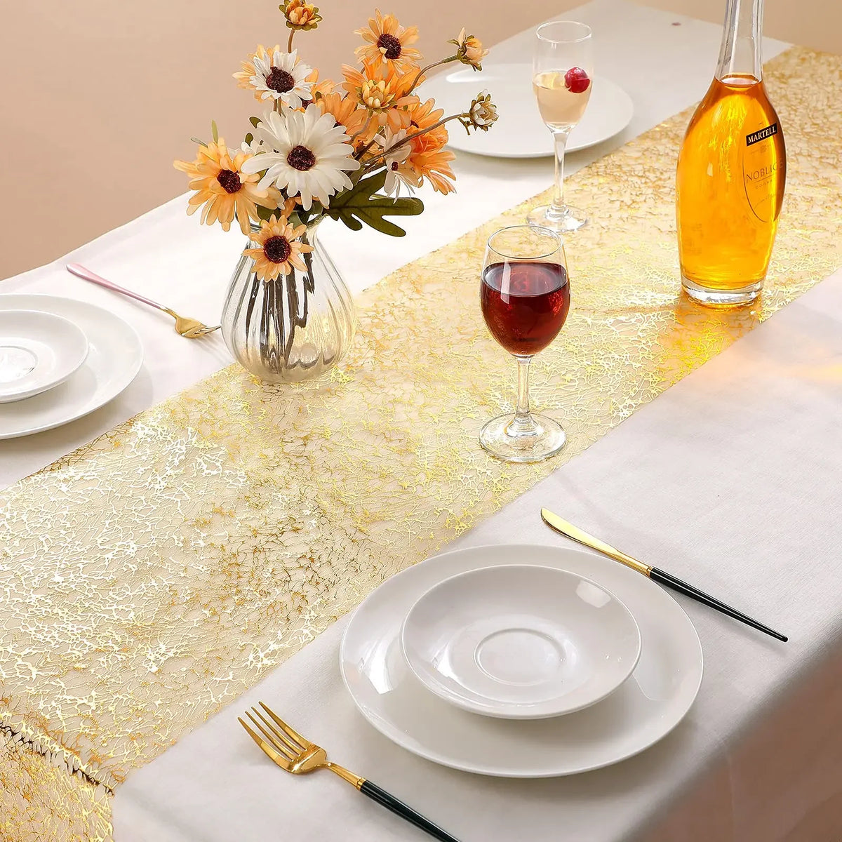 Tovaglietta Runner Dorata Metallizzata in Poliestere, Rotolo 28x500cm per…