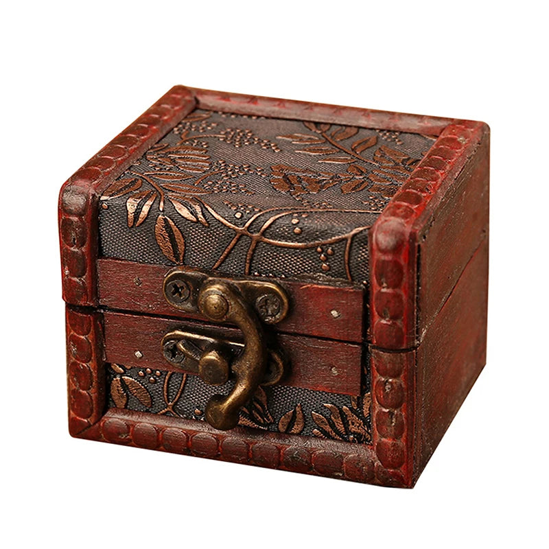 Scatola Portagioie Vintage in Legno con Lucchetto, Porta Anelli e Orecchini