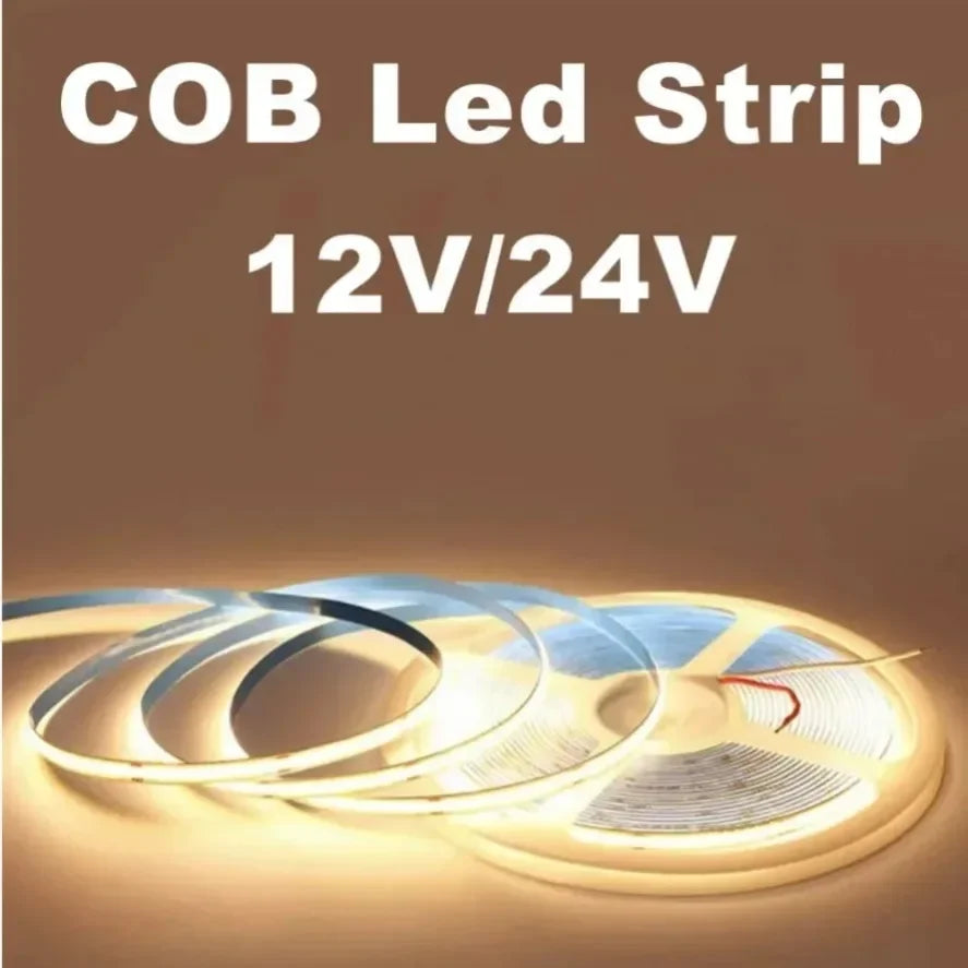 Striscia LED COB dimmerabile 320 LED/m 12V‑24V per ambienti casa e ufficio