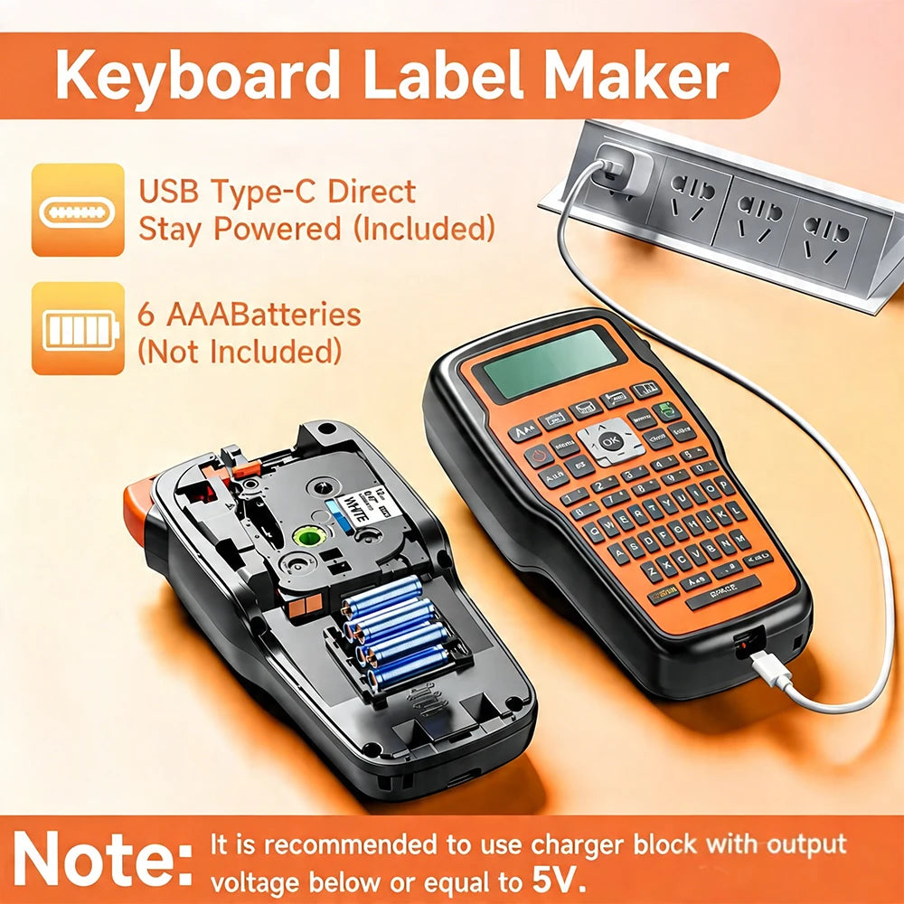 Stampante Etichette Industriale con QWERTY e USB‑C – Supporta Nastro 12 mm