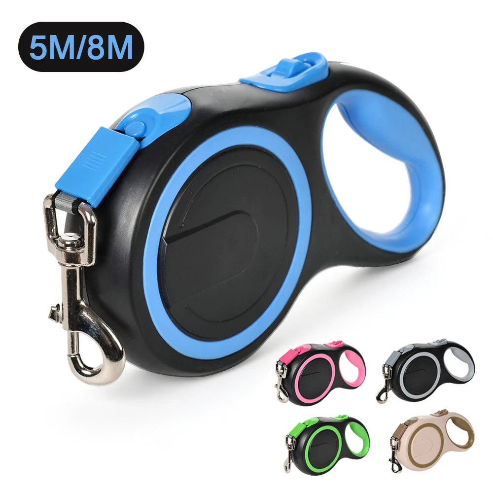 Guinzaglio Retrattile 5 m/8 m per Cani e Gatti – Nylon, Rilascio Rapido,…