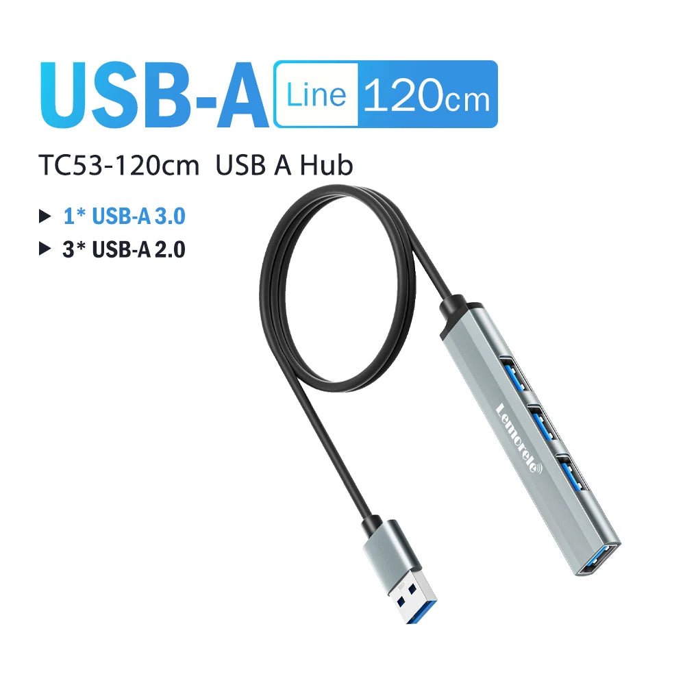 Hub USB 3.0 Type‑C 4 porte per laptop – compatibile con Lenovo, MacBook, Dell