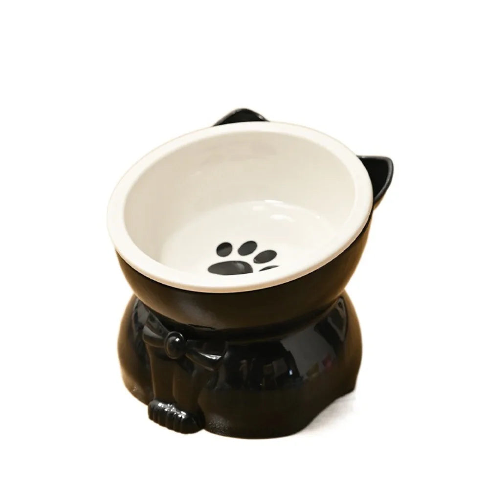 Ciotola in ceramica per gatti e cani, design inclinato antiscivolo