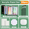 Acrylic Paint Set 50/38/32/26pcs High Quality,12ml/0.41oz with Canvas,Brushes,Palette,Etc,for Beginners,Paper,Glass,Stone,Wood