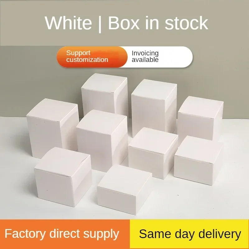 50PCS Small White Box Spot White Box Customized White Small Carton Universal White Cardboard Box Square White Card Box