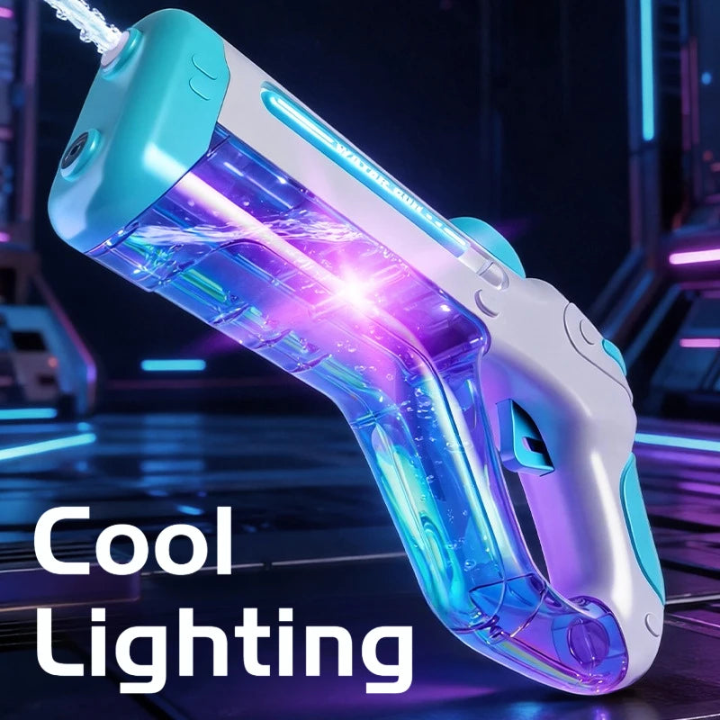 Summer Outdoor Electric Pulse Water Gun with Colorful Lights High Pressure Automatic Continuous Shot for Interaction Play Water