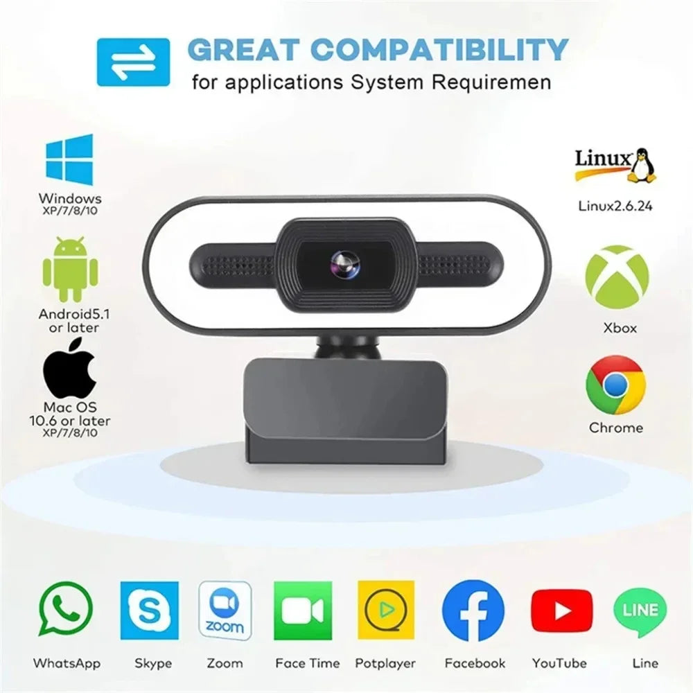 Webcam HD 4K con Autofocus, microfono integrato e rotazione 360° – Plug & Play…