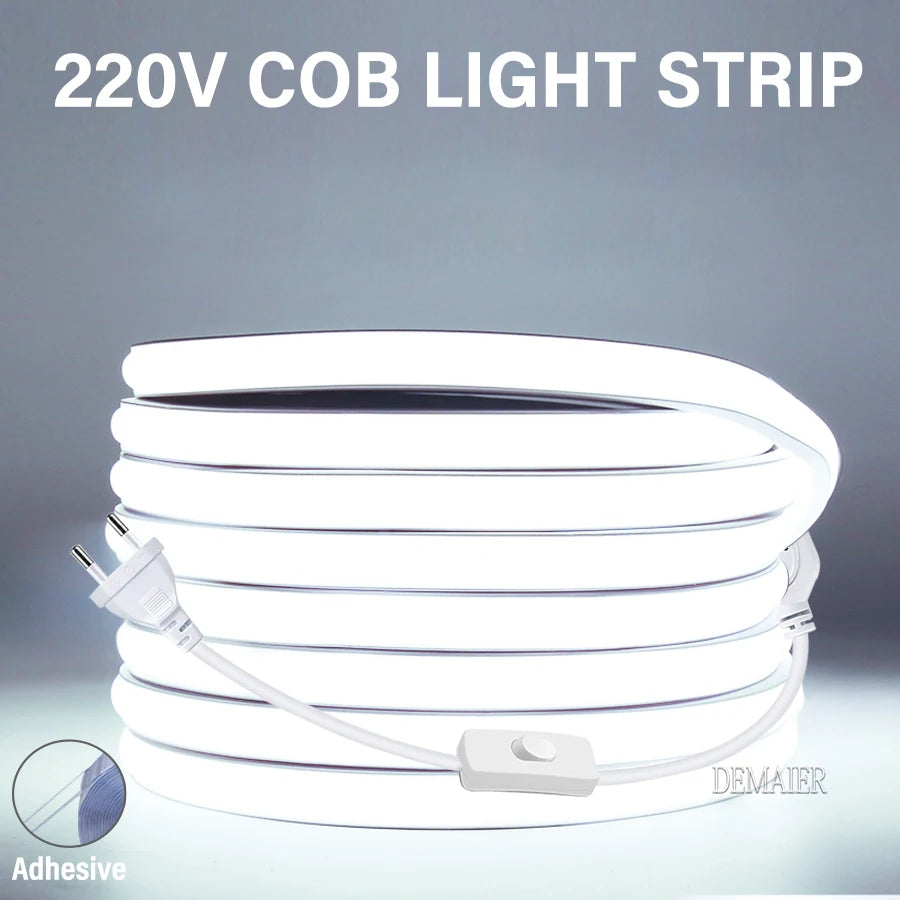 Striscia LED COB 220V 360 LED/m, impermeabile IP65, 3 temperature colore