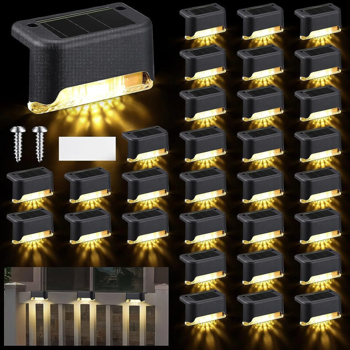 Lampada Solare a LED per Scale e Giardino – Pack da 4-32 Unità Impermeabili