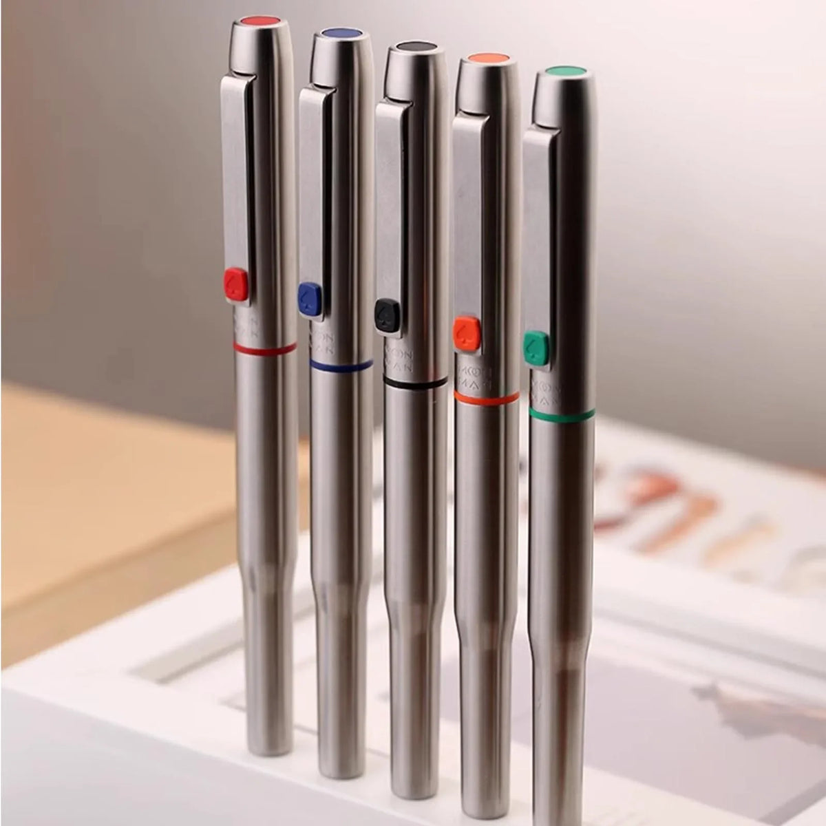 New Moonman B25 Fountain Pen Stainless Steel Imported F Nib Ink Absorber Dual Purpose Design High-end Office Stationery Supplies