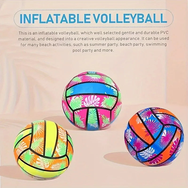 Palline da Spiaggia Gonfiabili 4 pezzi con Stampa Foglia Tropicale – Gioco…