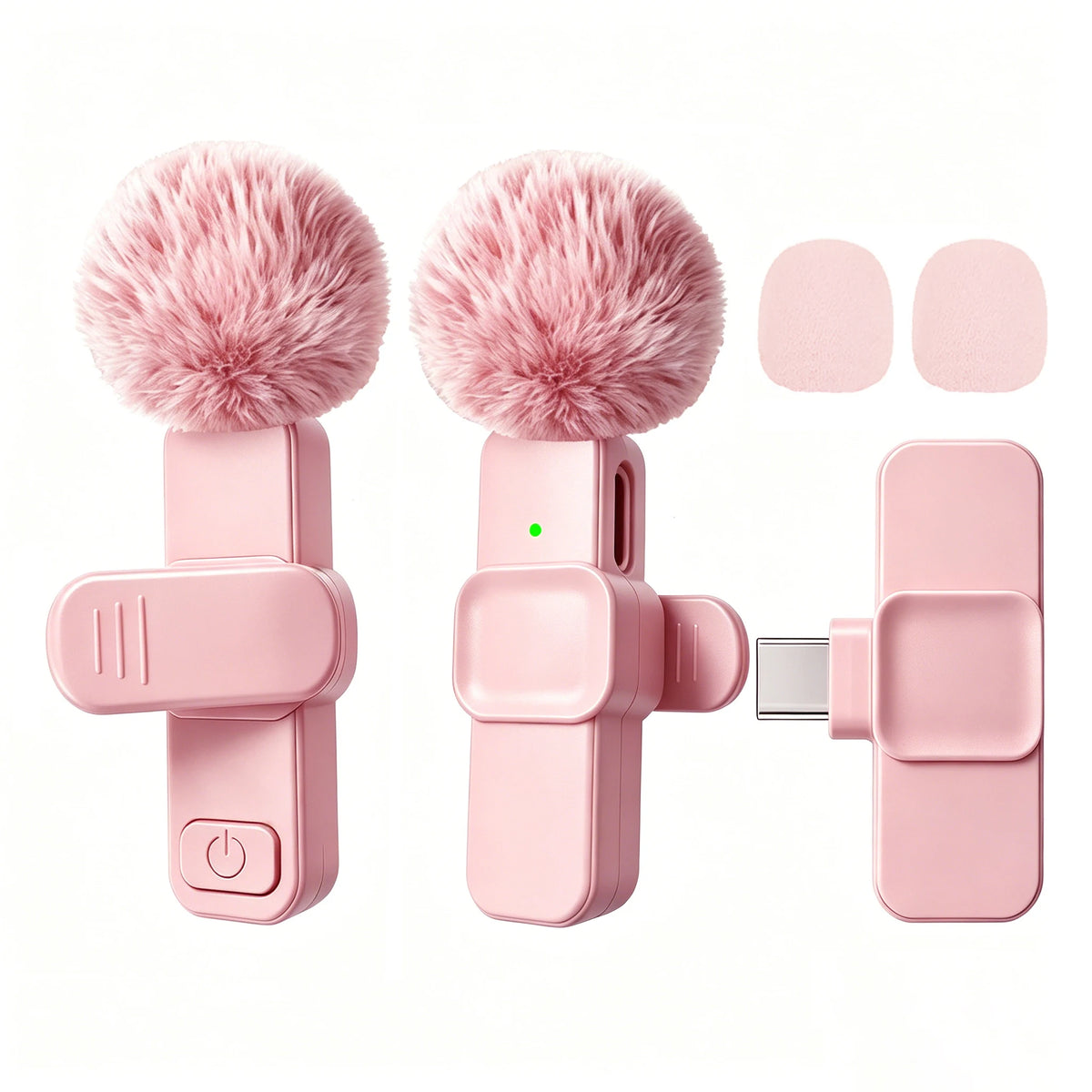 Microfono Lavalier Wireless Type‑C con Riduzione Rumore e Copertura Antivento