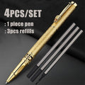 Lot de 4 stylos à bille Tête de Dragon – Or, Argent, Noir, pointe 0,5 mm