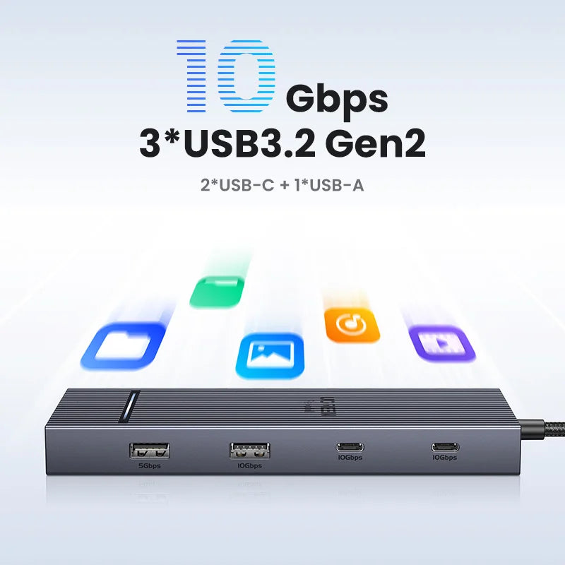 Hub USB-C 6 in 1 10 Gbps con HDMI 4K 60 Hz e ricarica PD 100 W