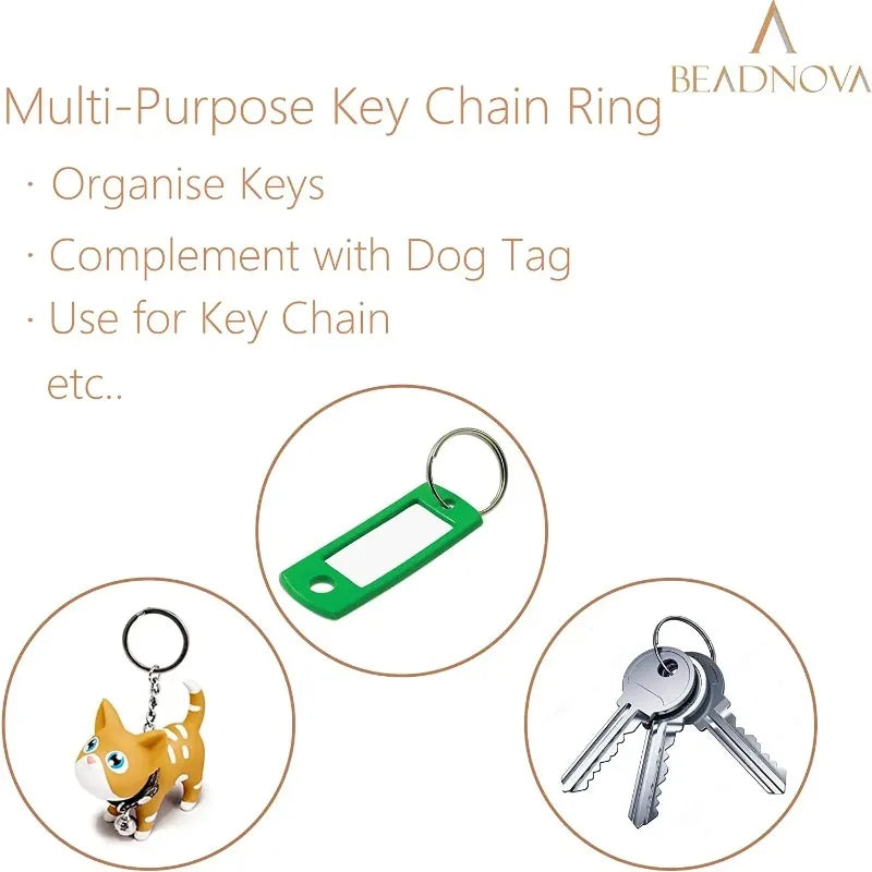 20/200pcs Stainless Steel Key Ring Key Chain 25mm Round Flat Round Split Keychain Polished Metal Blank Circle For DIY Findings