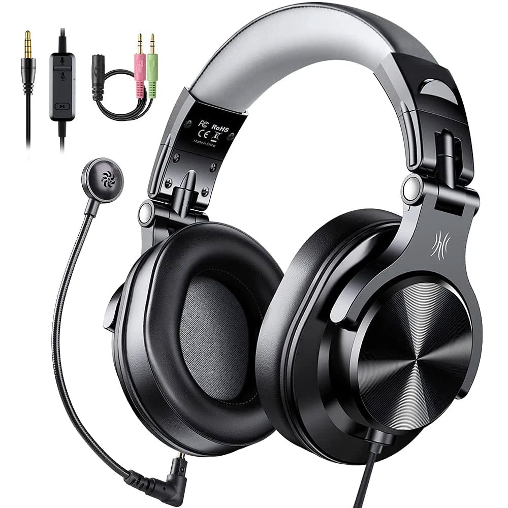 Cuffie Gaming con microfono staccabile 3,5 mm, Over‑Ear, per PC, PS4 e Xbox