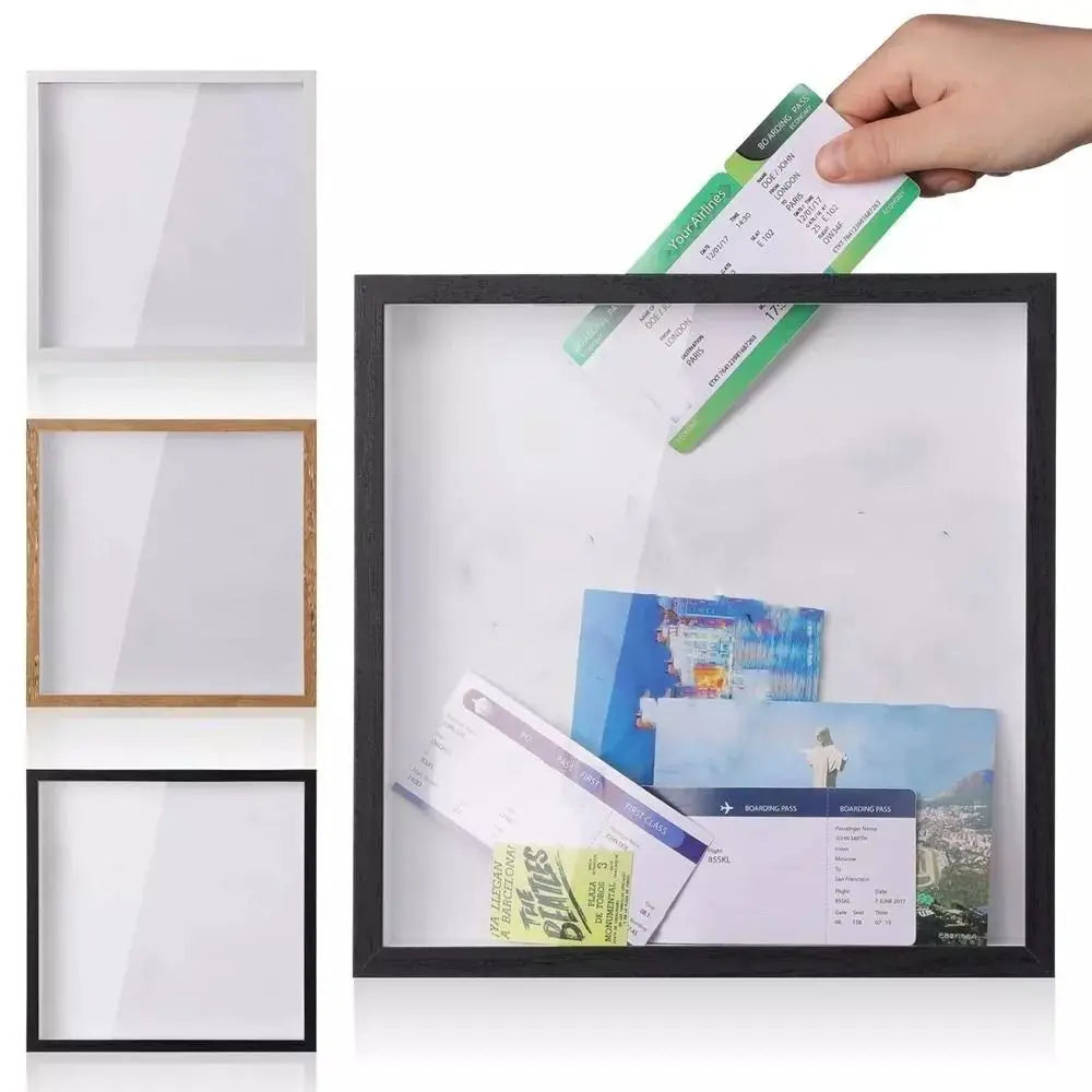 New Wall Mounted Travel Shadow Box Top Loading Transparent Ticket Shadow Box Square Simple Photo Frame Home Decor