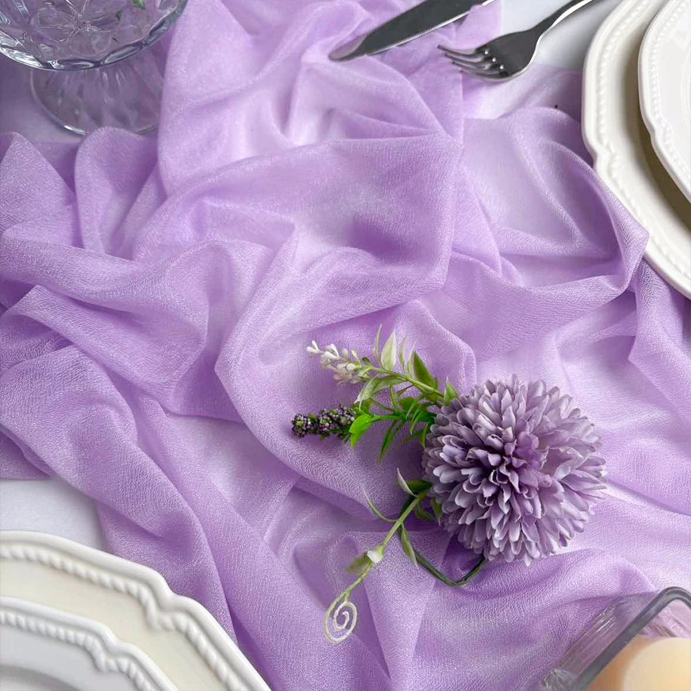 Chiffon Table Runner Boho Sheer Fabric for Wedding Decoration Arch Overlay Draping Decoration Birthday Party Table Decor