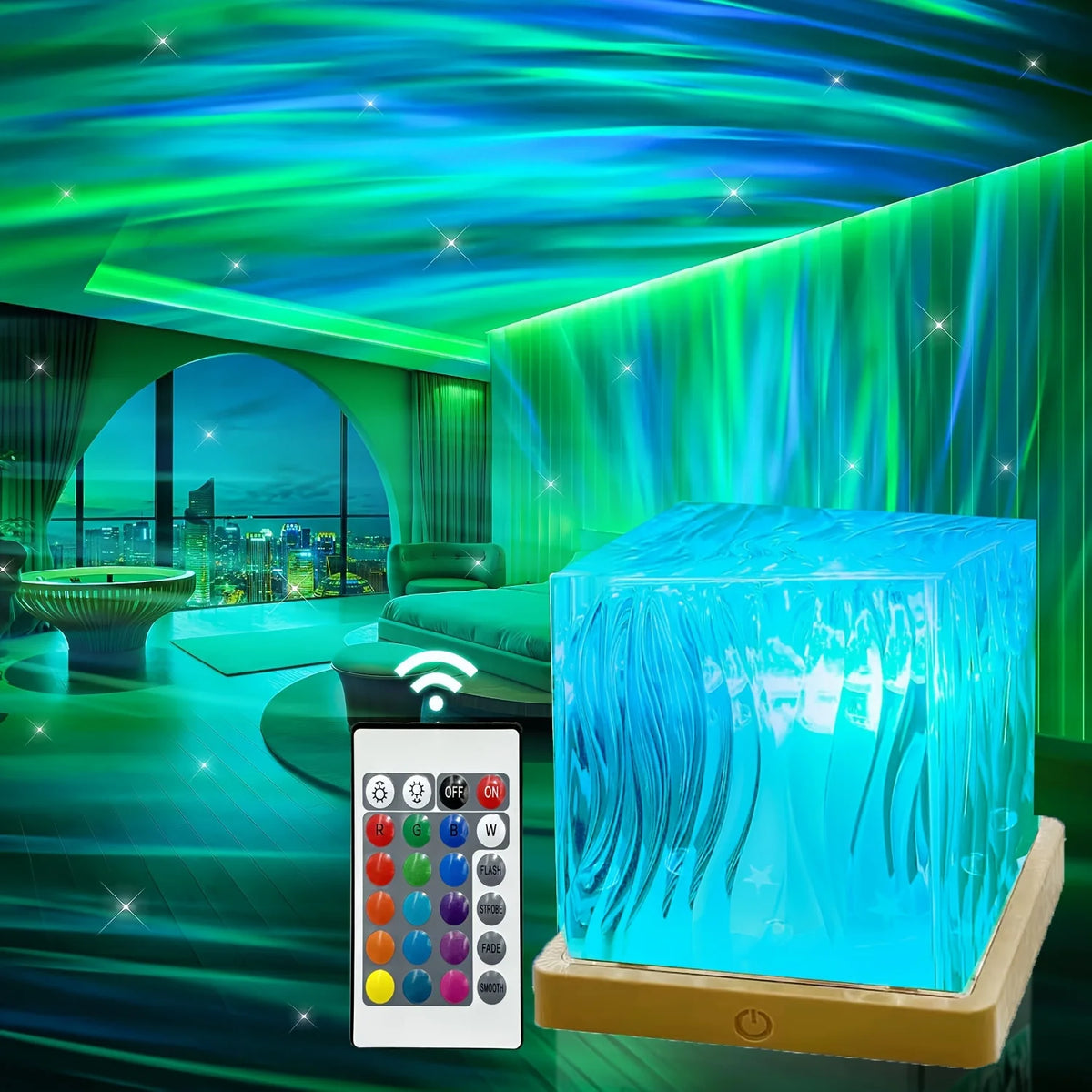 16-Color Northern Lights LED Projector Light Remote USB Powered  for Bedroom Living Room and Party Decor Office Parties Weddings