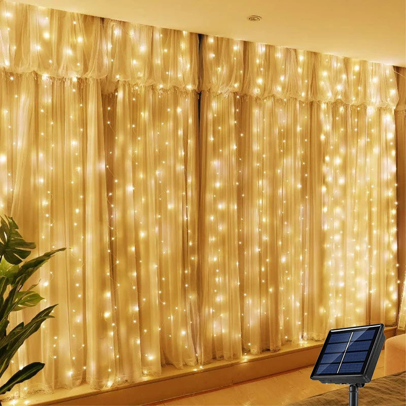 Luce LED solare a tenda con filo di rame – Ideale per giardino, matrimoni e…