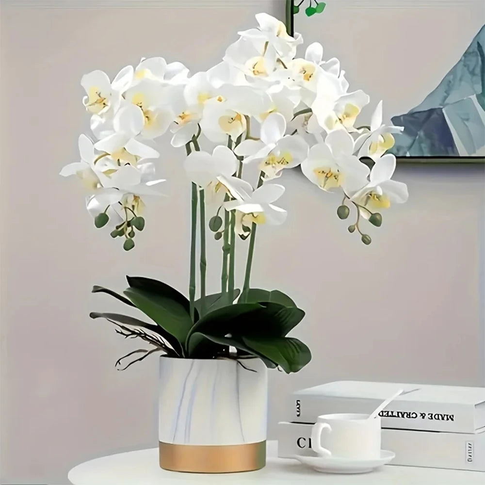 2/6PCS Artificial Flowers Orchid Set Real Touch 69cm Tall 9Heads Fake Phalaenopsis Flower Vase Fillers Home Wedding Indoor Decor