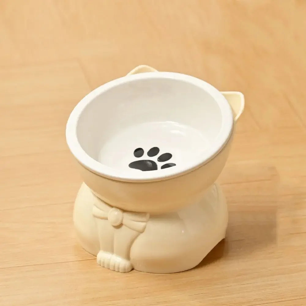 Ciotola in ceramica per gatti e cani, design inclinato antiscivolo