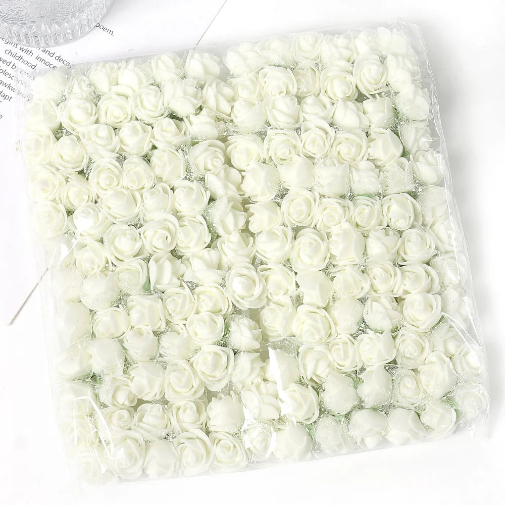 96Pcs Mini Rose Artificial Flowers Bouquet 7.5cm Foam Fake Flowers Wedding Decoration for Home Room Decor DIY Gifts Accessories