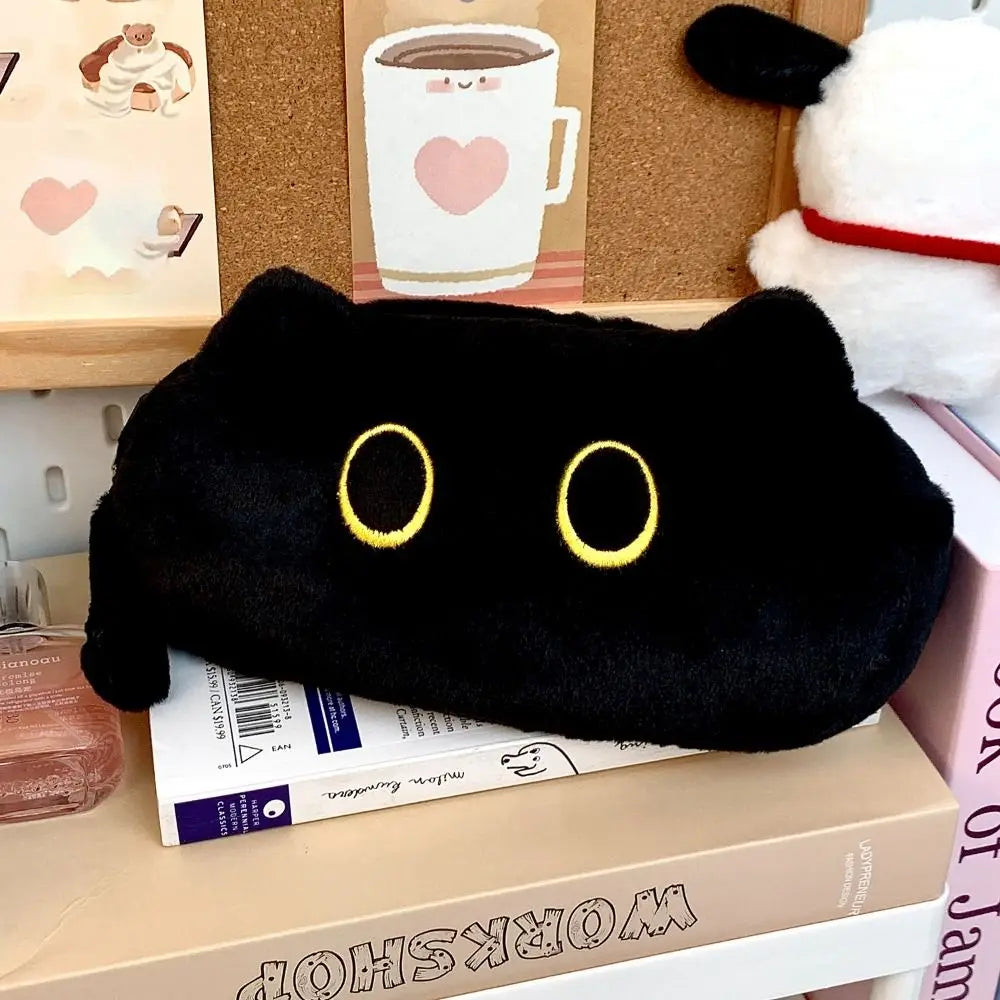 Trousse à crayons portable motif chat noir grande capacité trousse scolaire
