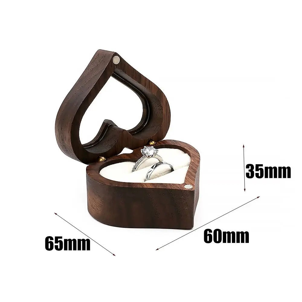 1Pcs Oval Wooden Retro Jewelry Box Lover Ring Display Box Engagement Wedding Couples Ring Storage Holder Love Gift Earrings Case