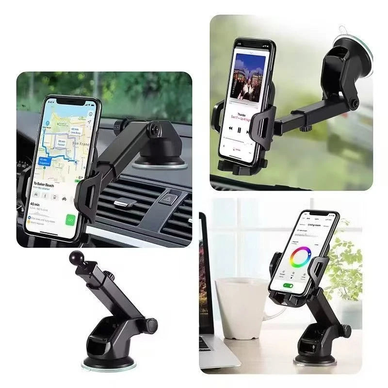 Supporto per smartphone da auto con ventosa regolabile – Nero