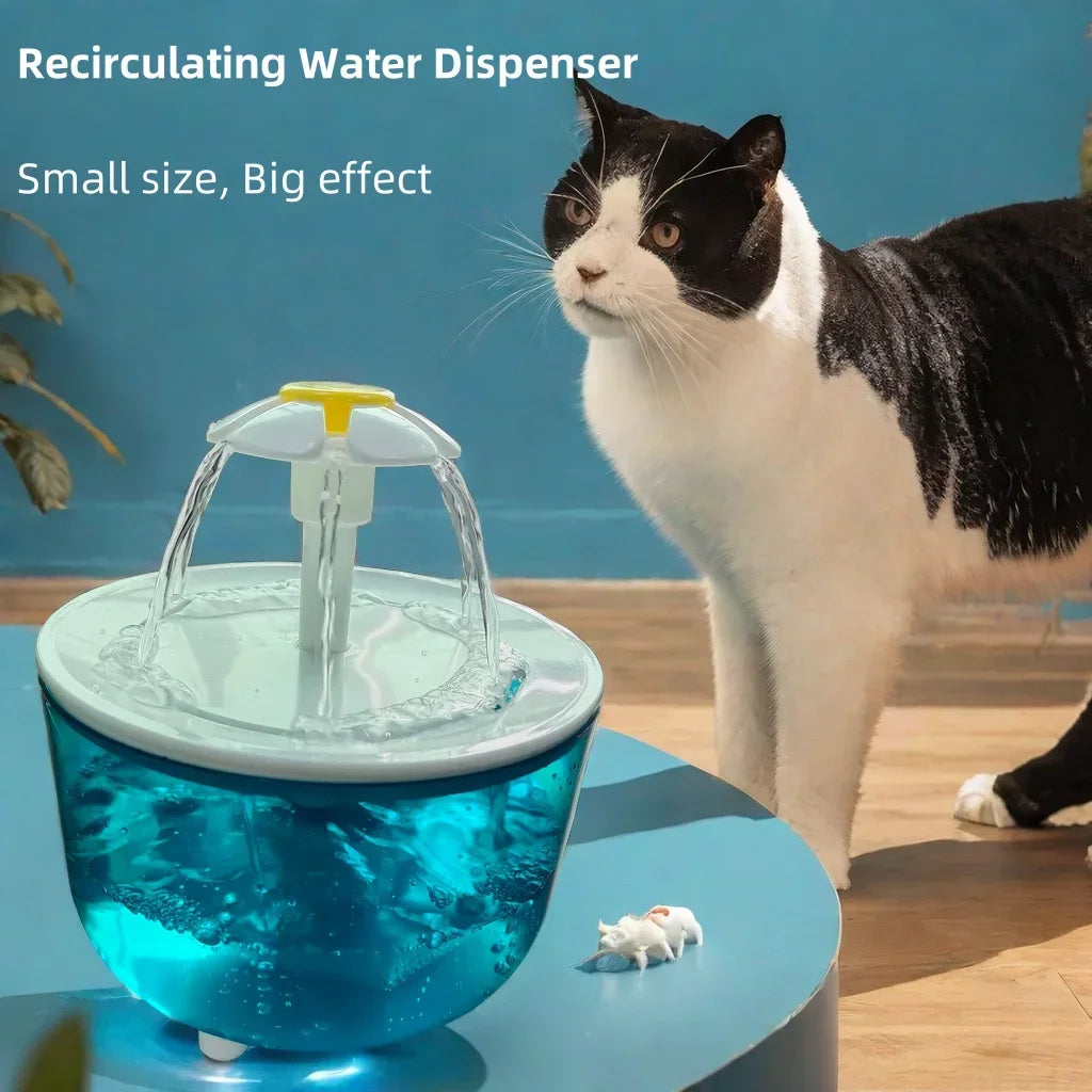 Fontana d'acqua per gatti e cani piccoli 1,2 L, USB, silenziosa con filtro