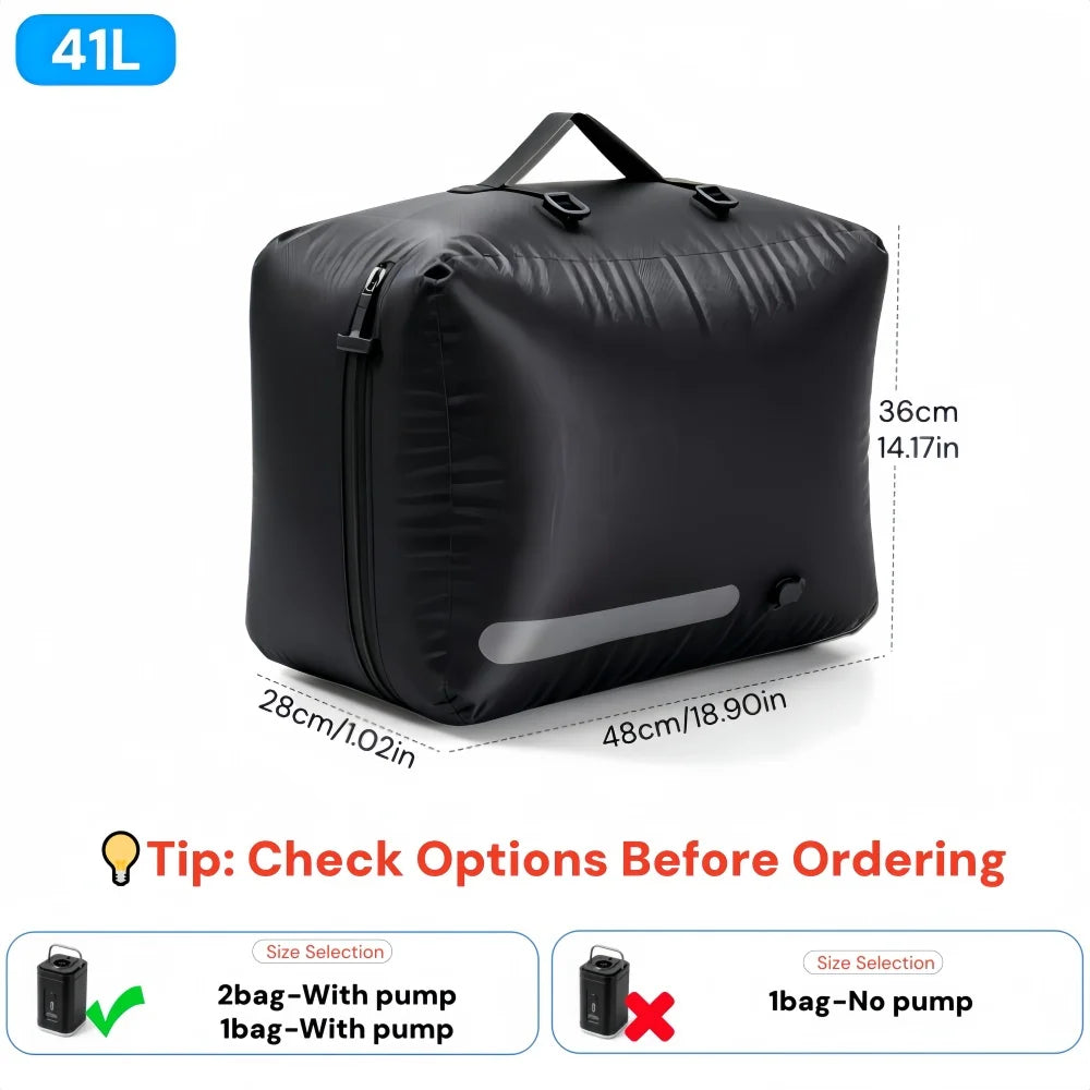 Sacchetti compressione sottovuoto 60% con pompa USB, 17‑34 L per valigia