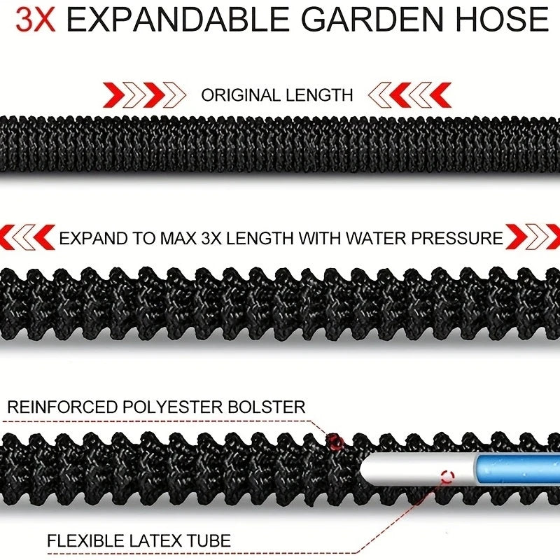 Tubo da Giardino Espandibile 3/4" - Flessibile, Anti UV, 25‑100 piedi