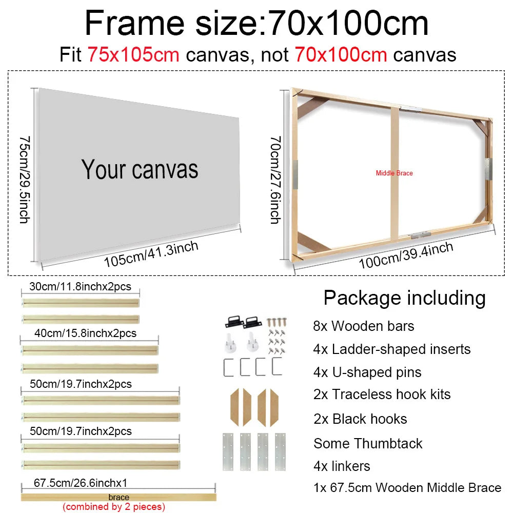 Cornice Moderna in Legno per Canvas, 24 Misure