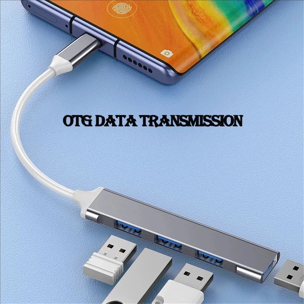 USB Type C HUB MINI USB Multi 4 Port 4 in 1 Aluminum Alloy Splitter Adapter OTG For Samsung Macbook Pro Air PC Notebook
