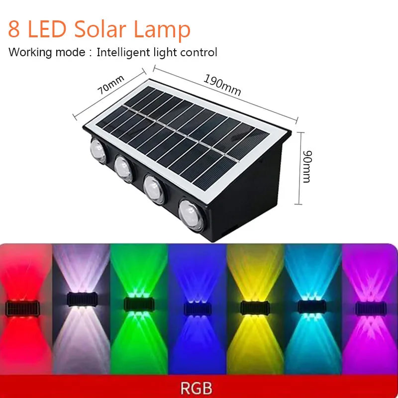 Lampada da Parete Solare 4/6/8 LED Waterproof IP67 per Giardino e Cortile