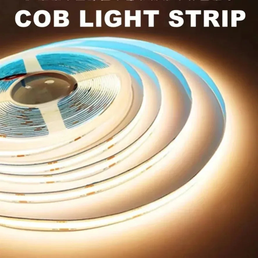 Striscia LED COB dimmerabile 320 LED/m 12V‑24V per ambienti casa e ufficio