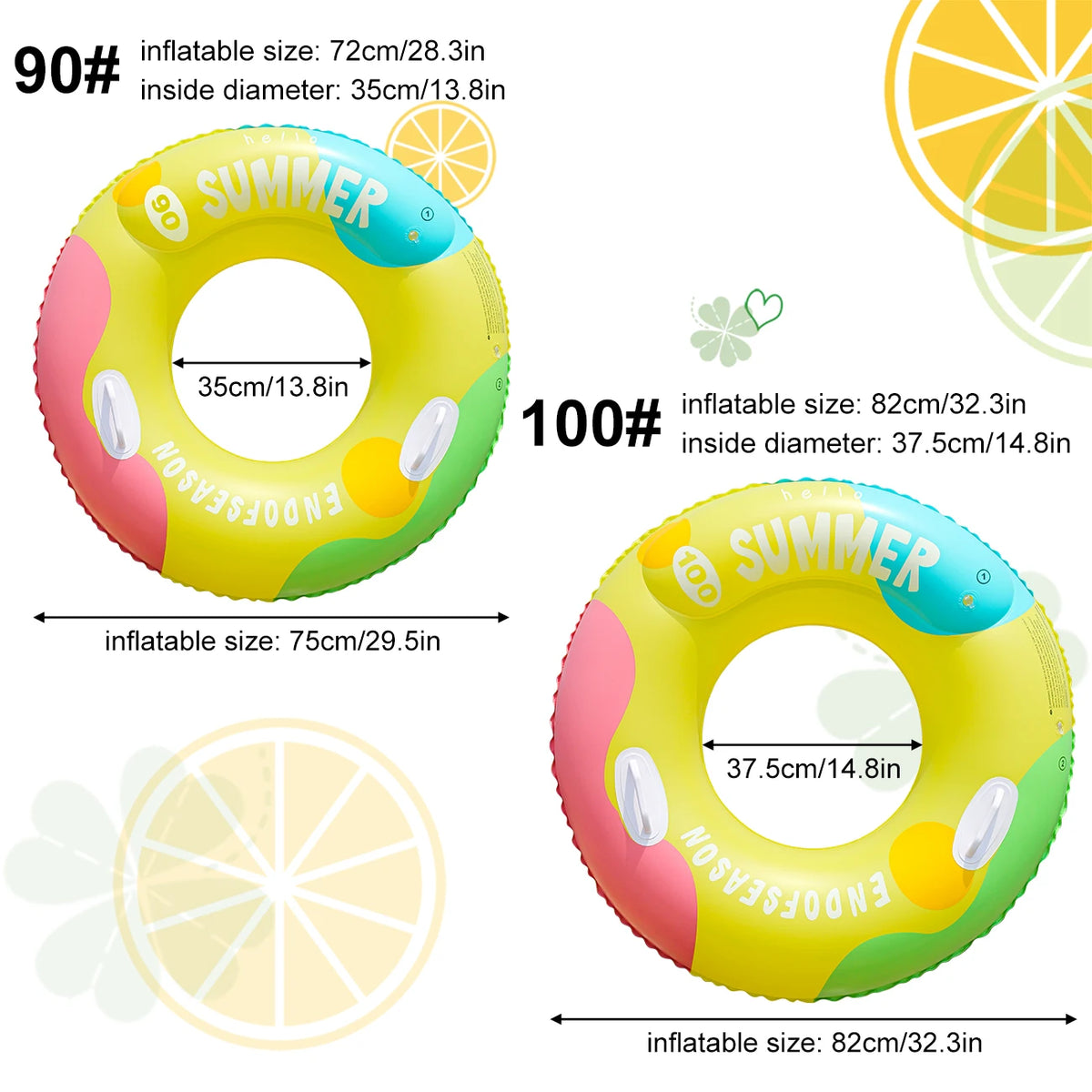1PC Vibrant Color Thickened Inflatable Swim Ring, Adult Underarm Swimming Ring for Summer